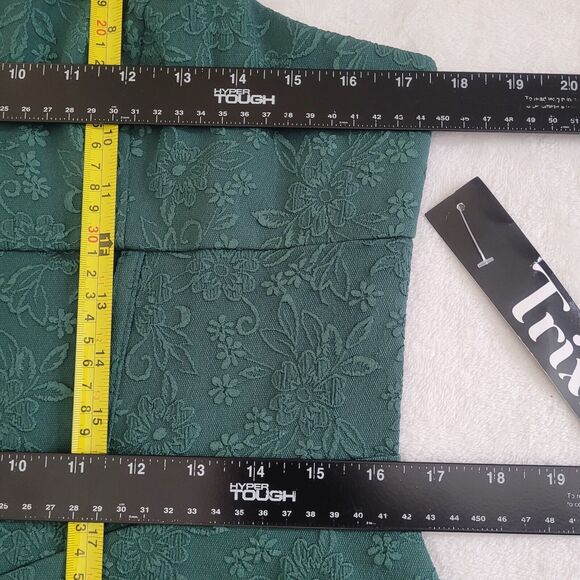 Trixxi Hunter Green Jacquard Floral Corset Babydoll Chiffon Straps‎ Dress XL NWT - Picture 6 of 7